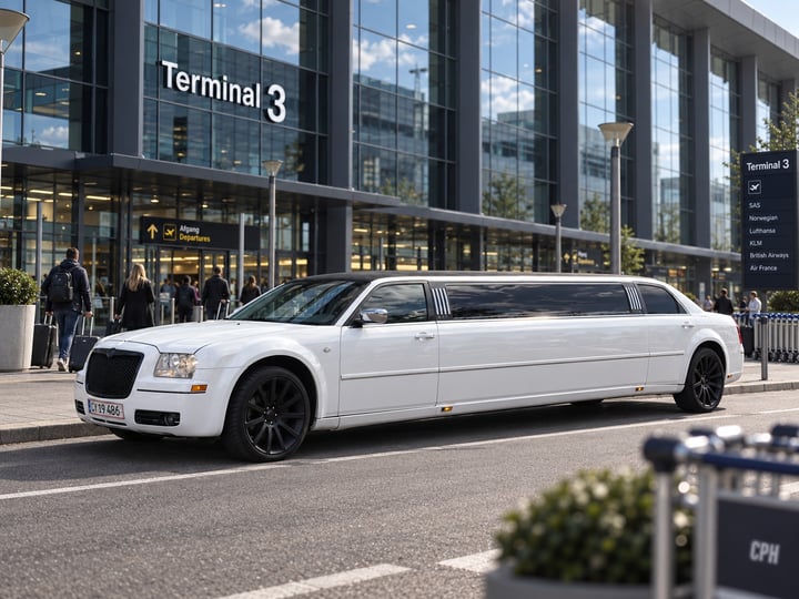 Limousine venter ved terminal 3 i Kastrup Lufthavn